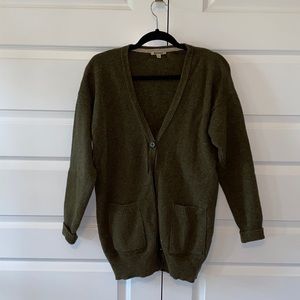 Barbour Green V-neck Lambswool Cardigan - size 12